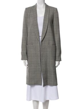 Alice + Olivia Black and White Glen Plaid Longline Blazer Jacket Coat